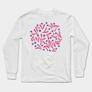 Ditsy boho blooms in pink and blue Long Sleeve T-Shirt